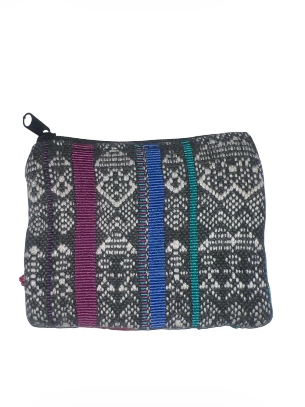 Embroidered Pink Floral Cosmetic Coin Pouch